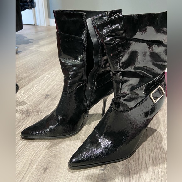 Catwalk-Size 10M-Black Patent Leather heel boots, Brand New/Never Worn - Picture 1 of 5